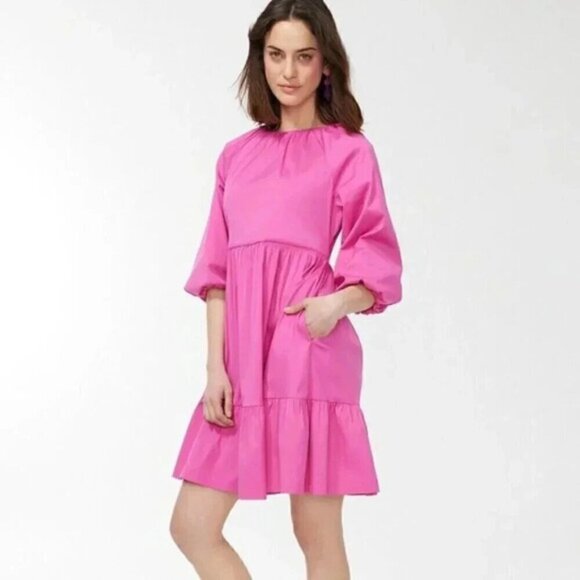 Chico's Poplin Balloon Sleeve Dress Pink Size 12 - Picture 1 of 10